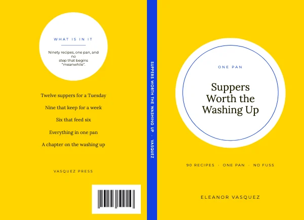 Yellow and Blue Cookbook 6 × 9 Book Cover Wrap