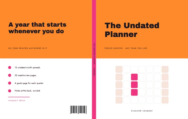 Pink and Peach Undated Planner 8.5 × 11 Book Cover Wrap