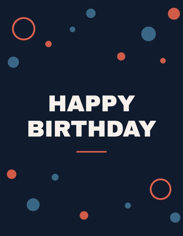 Coral and Navy Playful 4.25×5.5 A2 Folded Birthday Greeting Card