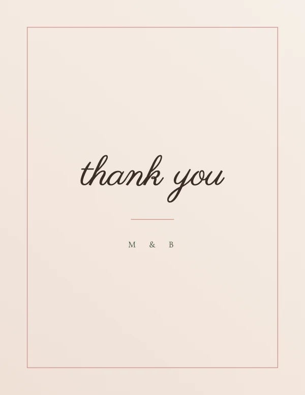 Blush and Oat Elegant 4.25×5.5 A2 Folded Wedding Thank You Note