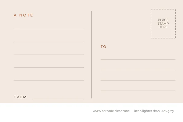 Clay and Bone Simple 4×6 Postcard Back with Address Panel