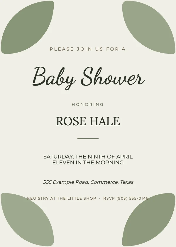Sage and Bone Botanical 5×7 Baby Shower Invitation
