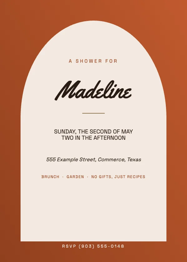 Clay and Bone Warm 5×7 Bridal Shower Invitation