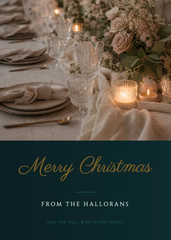 Teal and Gold Classic 5×7 Christmas Photo Card