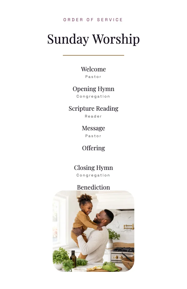 Plum and Amber 5.5 × 8.5 Order of Service