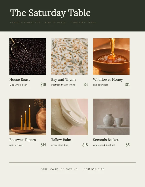 Sage and Bone Editorial 8.5 × 11 Product Grid Flyer