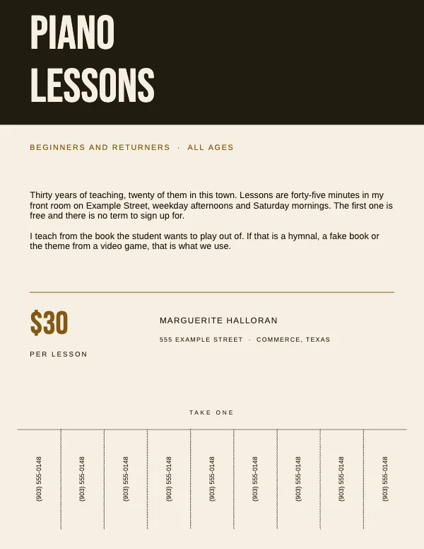 Ochre and Ink Utility 8.5 × 11 Tear-Off Tab Flyer