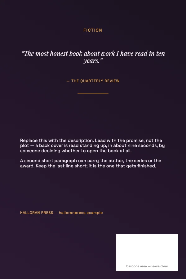 Plum and Amber Editorial 6×9 Book Back Cover
