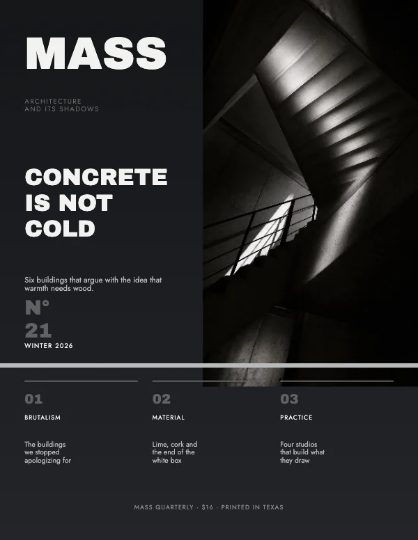 Black and White Modernist 8.5×11 Architecture Magazine Cover