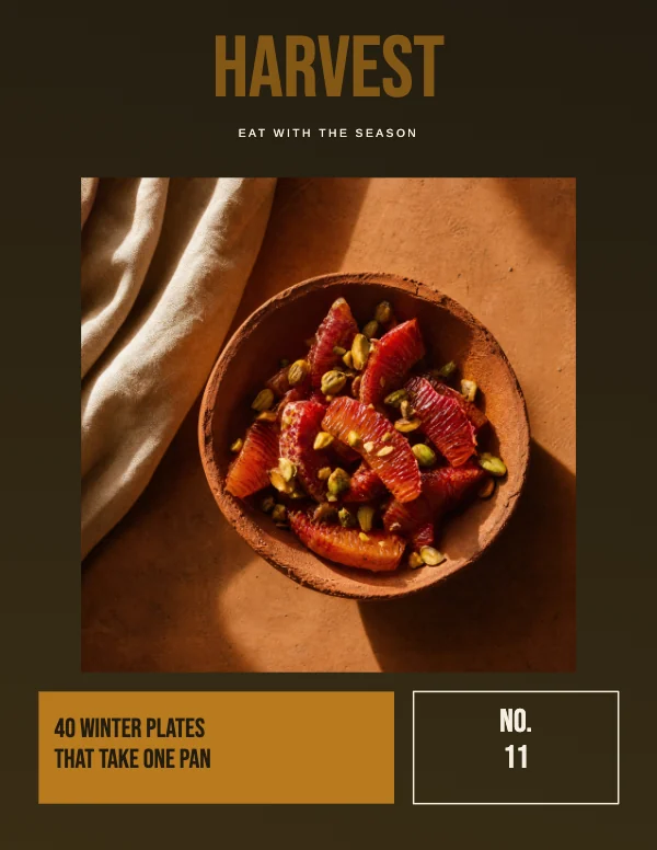 Ochre and Ink Vibrant 8.5×11 Food Magazine Cover