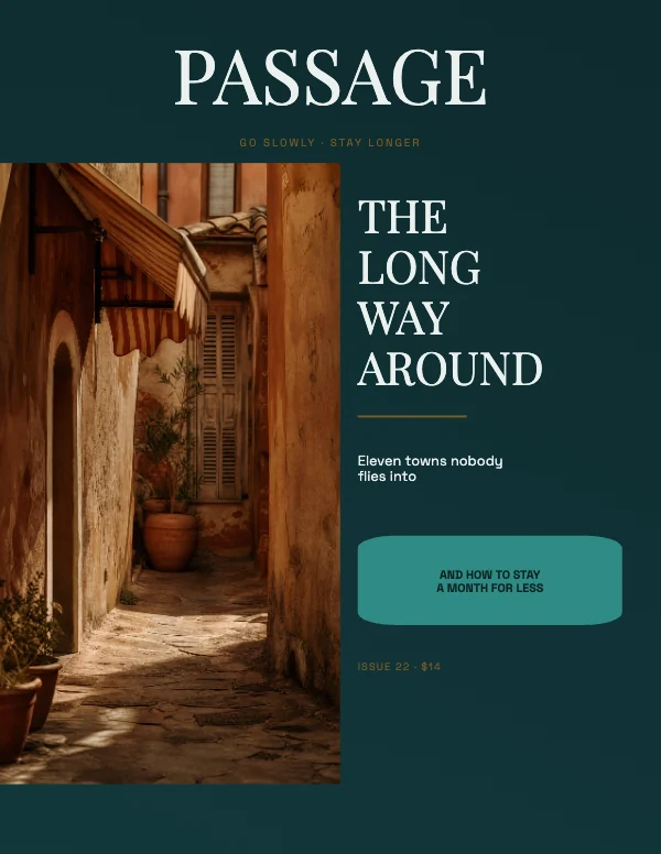 Teal and Gold Editorial 8.5×11 Travel Magazine Cover