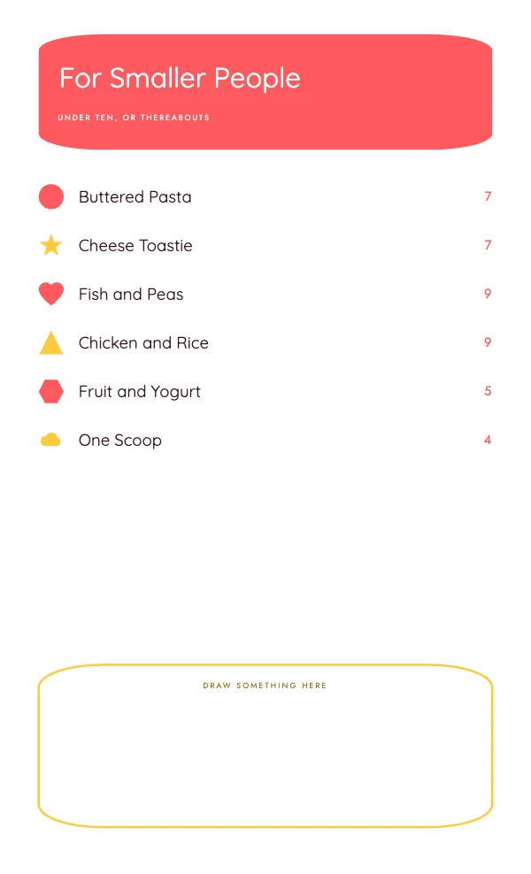 Coral and Butter 8.5 × 14 in Menu