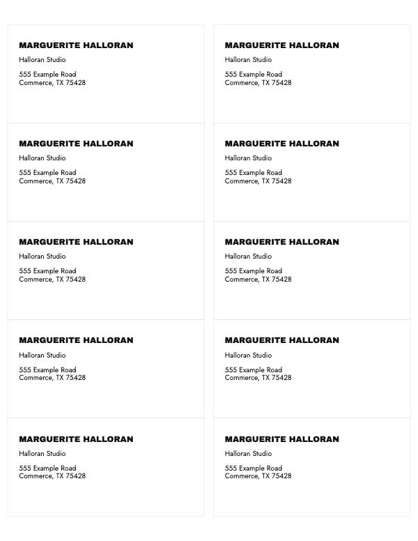 Black and White 4 × 2 in Address Label Sheet