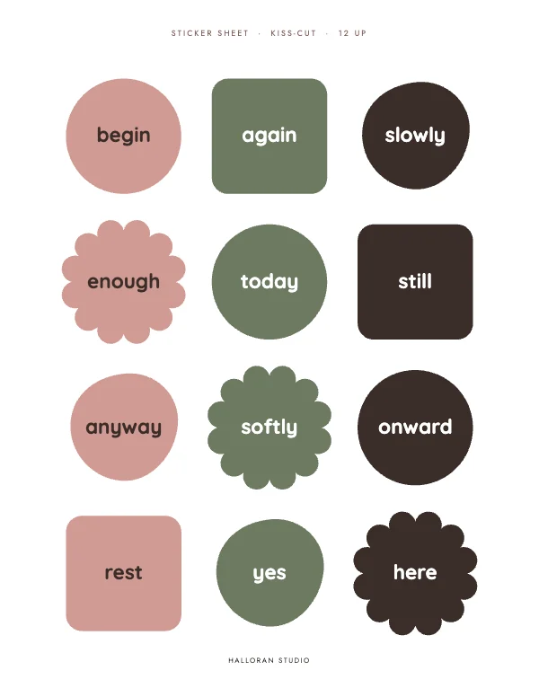 Blush and Oat Playful 8.5×11 Sticker Sheet