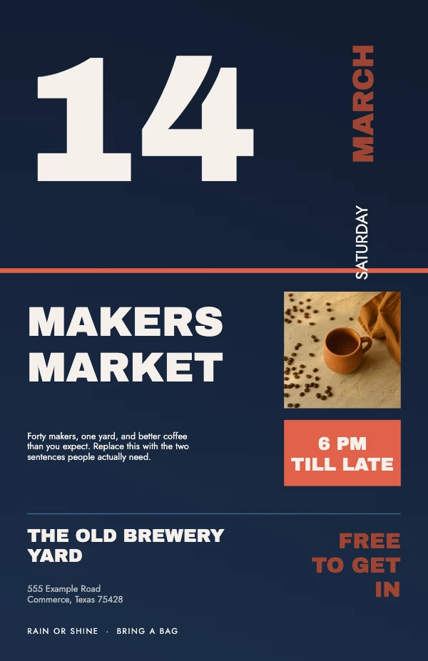Coral and Navy Modern 11×17 Event Poster