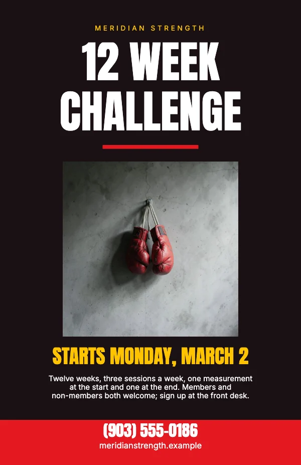 Red and Gold 11 × 17 in Fitness Challenge Poster