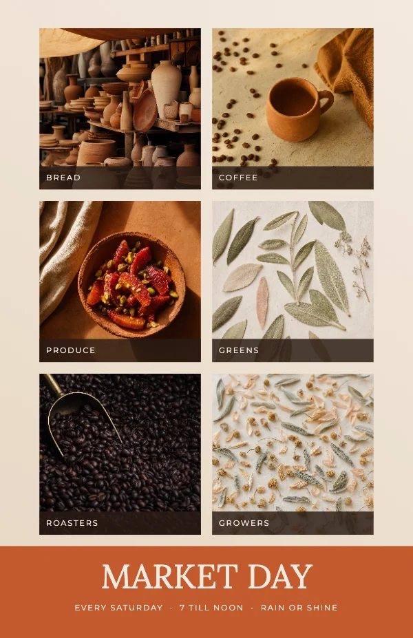 Clay and Bone Rustic 11×17 Farmers Market Poster