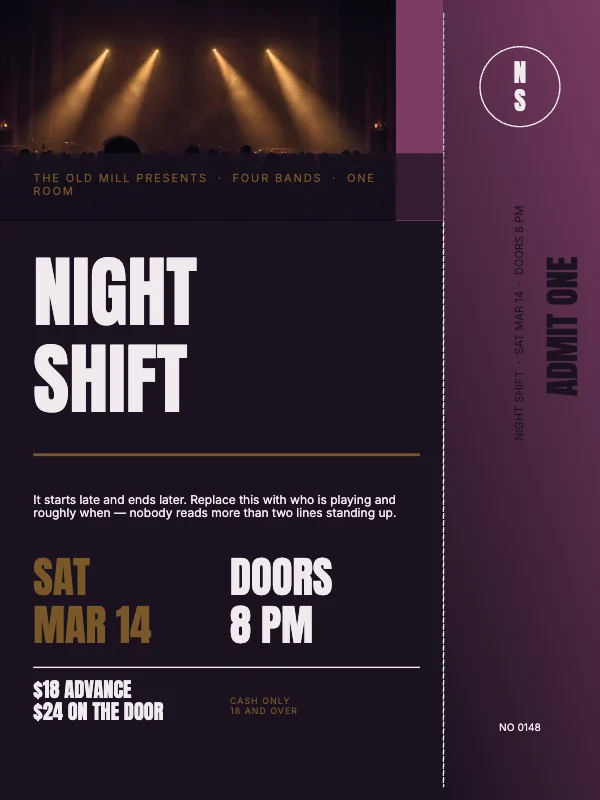 Plum and Amber Bold 18×24 Concert Poster