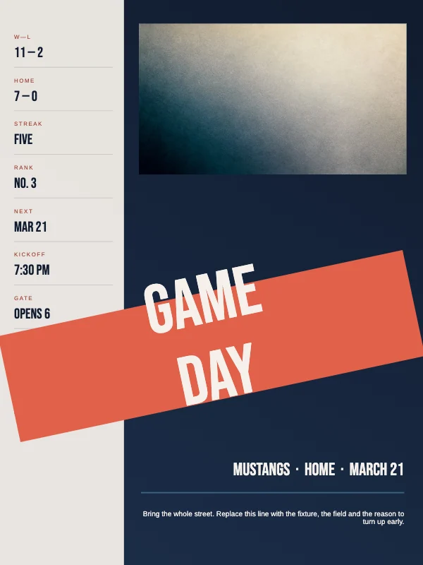 Coral and Navy Bold 18×24 Game Day Poster