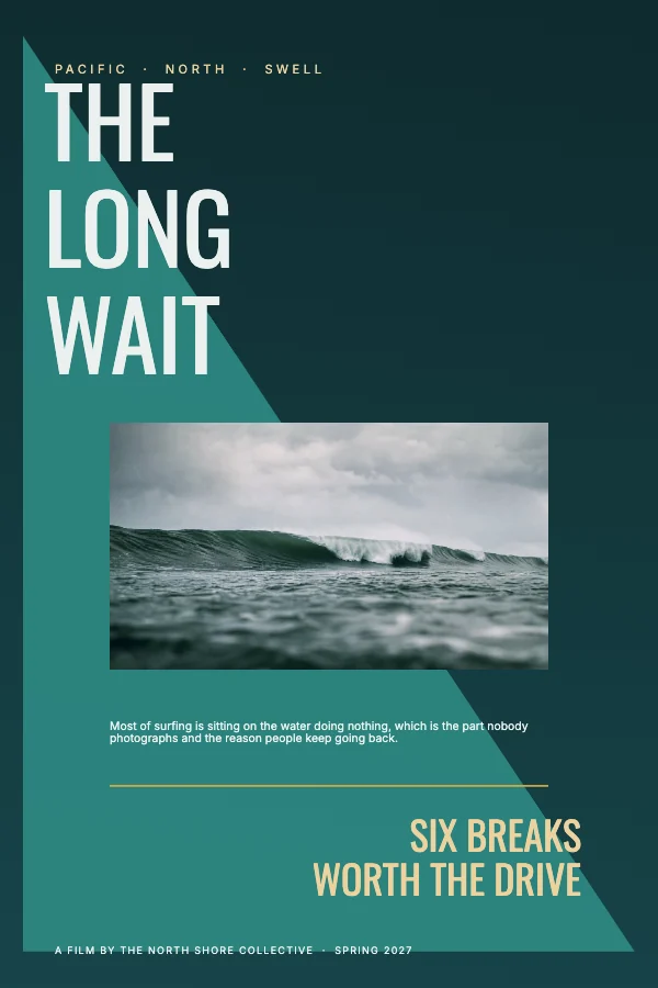 Teal and Gold Minimalist 24×36 Surf Poster