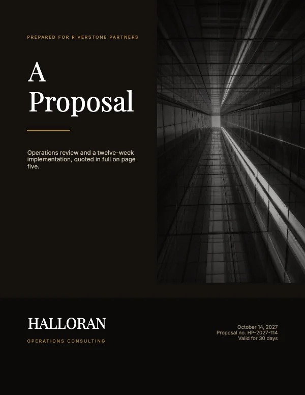 Black and Brass Professional 8.5 × 11 Services Proposal
