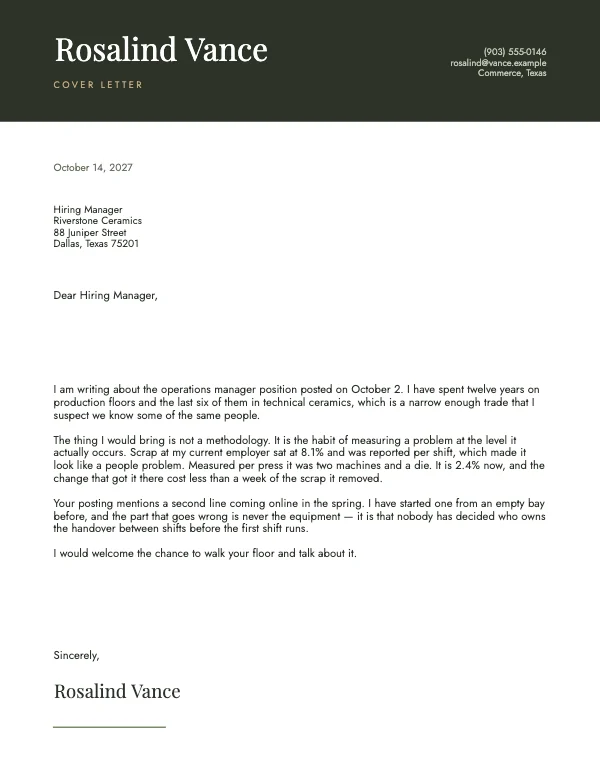 Sage and Bone Modern 8.5 × 11 Resume and Cover Letter — Cover letter