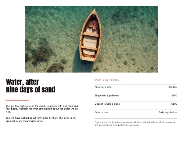 Red and Gold 11 × 8.5 Travel Destination Bi-Fold — Inside