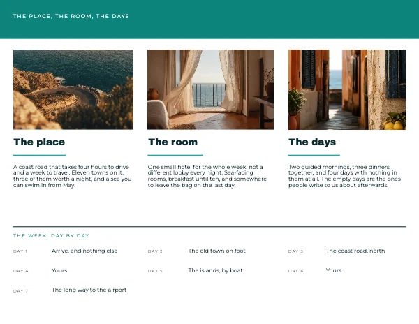 Mint and Navy 11 × 8.5 Travel Destination Tri-Fold Brochure — Inside