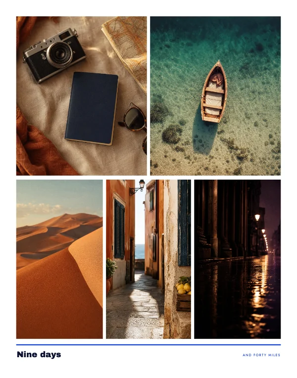 Blue and Flame 11 × 14 Five Frame Photo Collage Print