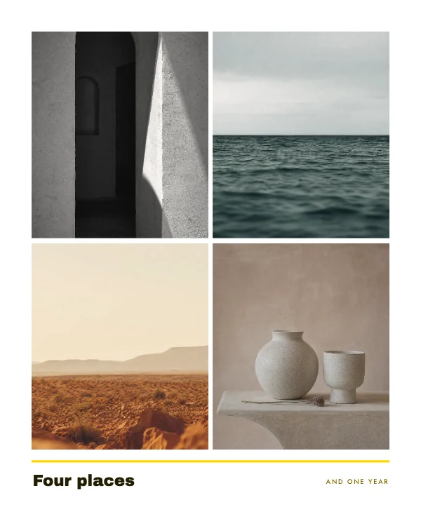 Yellow and Blue 8 × 10 Four Frame Photo Collage Print