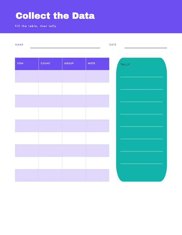 Violet and Mint 8.5 × 11 in Worksheet