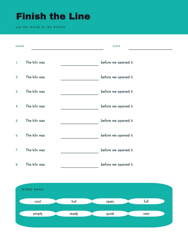 Mint and Navy 8.5 × 11 in Worksheet