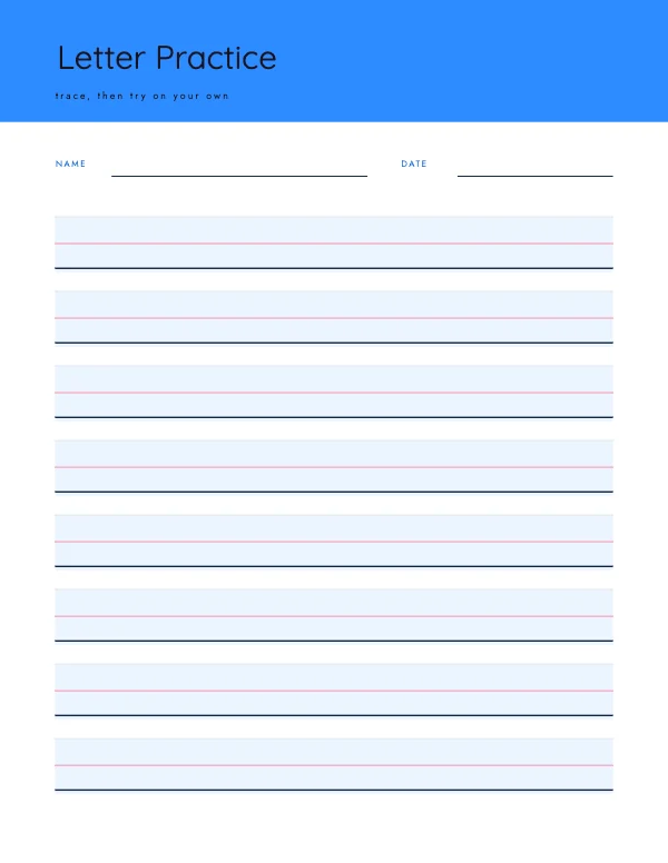 Sky and Blush 8.5 × 11 in Worksheet