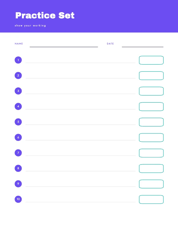 Violet and Mint 8.5 × 11 in Worksheet