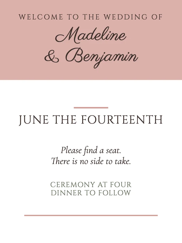 Blush and Oat 18 × 24 in Wedding Welcome Sign
