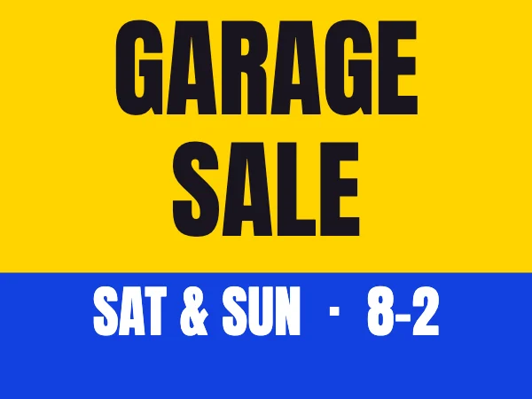 Yellow and Blue 24 × 18 in Garage Sale Yard Sign